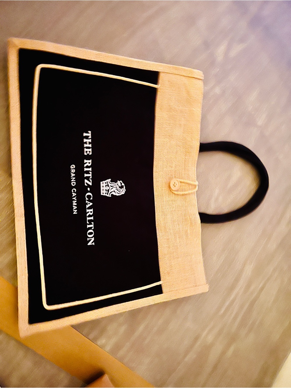 The Ritz-Carlton Grand Cayman Black & Beige Beach Canvas Tote